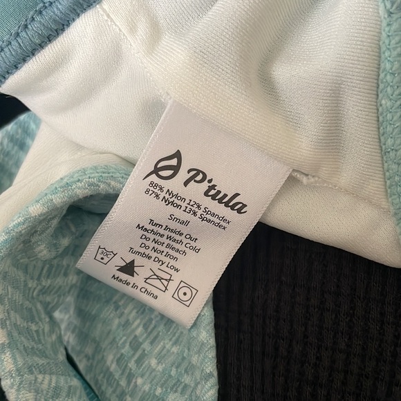 P’tula Peak Blue Textured High Neck Sports Bra Size S - Picture 4 of 4